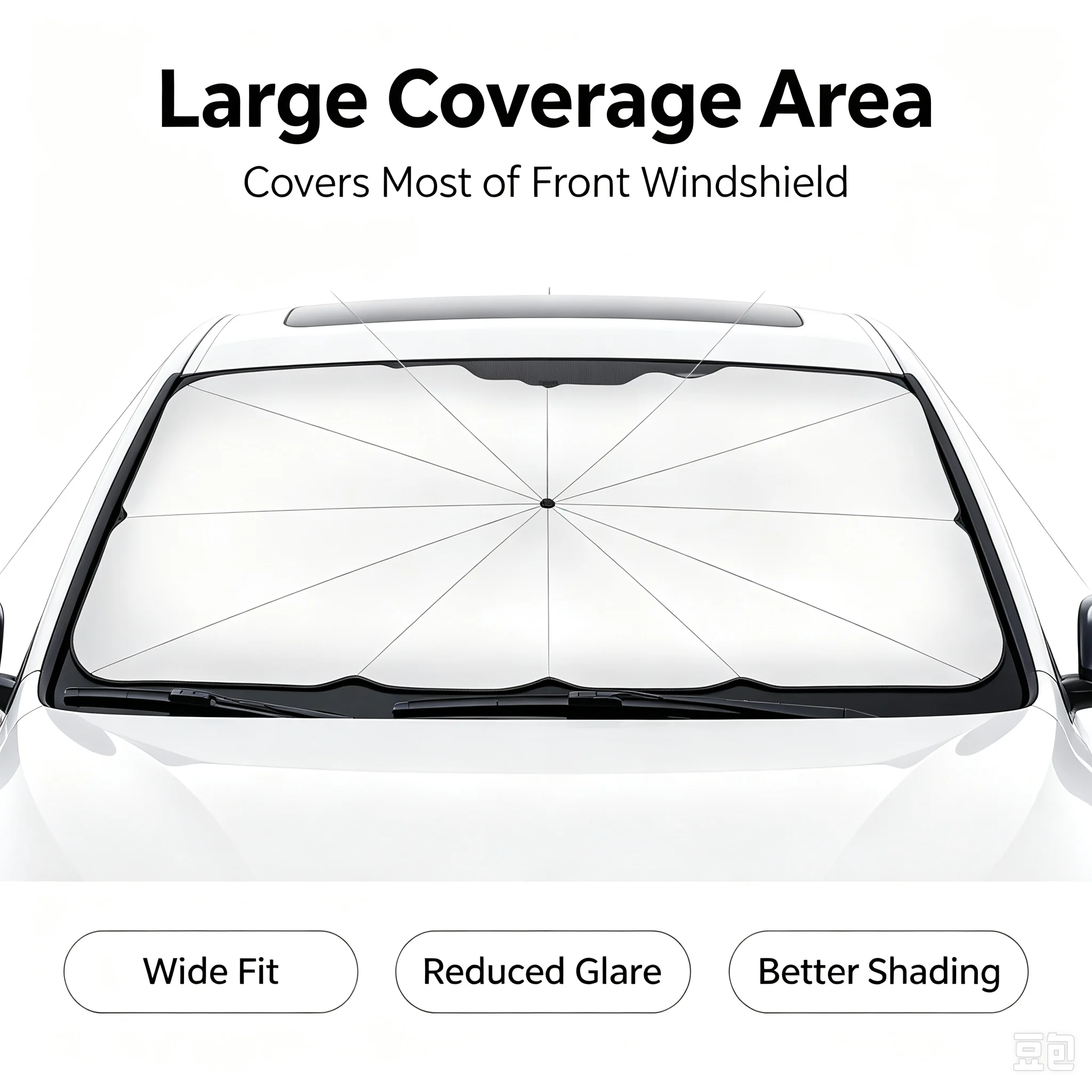 Car Sunshade Windshield Umbrella Foldable - Foldable Car Windshield Sunshade Umbrella, Silver