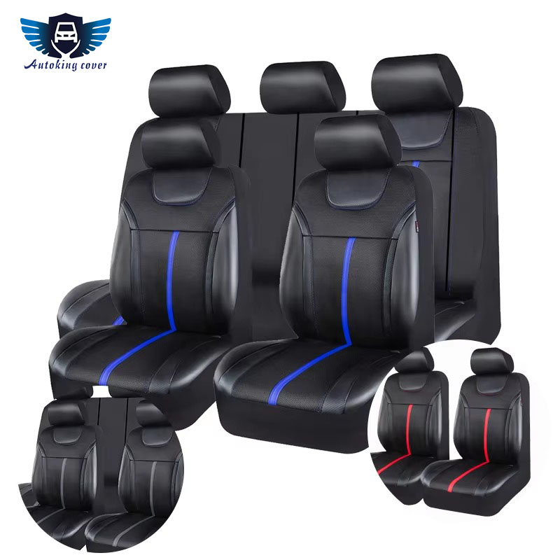 AUTOKING PU Leather And Mesh C - Leather Car Seat Covers Full Set Universal 评论和价格