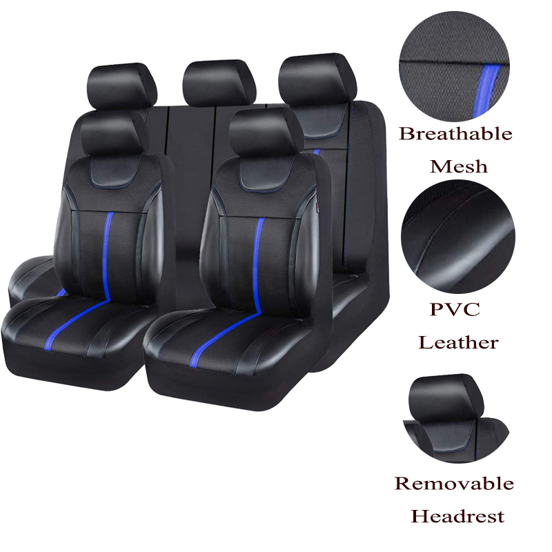 AUTOKING PU Leather And Mesh C - Leather Car Seat Covers Full Set Universal 评论和价格