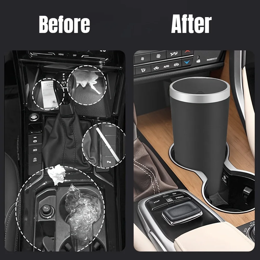 for Cup Holders Storage Compac - Waterproof Car Trash Can With Lid 评论和价格