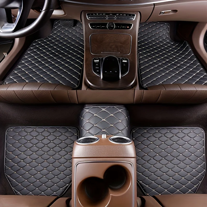 5Pcs Universal PU Leather Car  - Car Floor Mats Universal Waterproof Leather 评论和价格