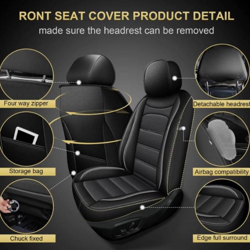 Black Universal Seat Cover 5-S - Leather Car Seat Covers Full Set Universal 评论和价格