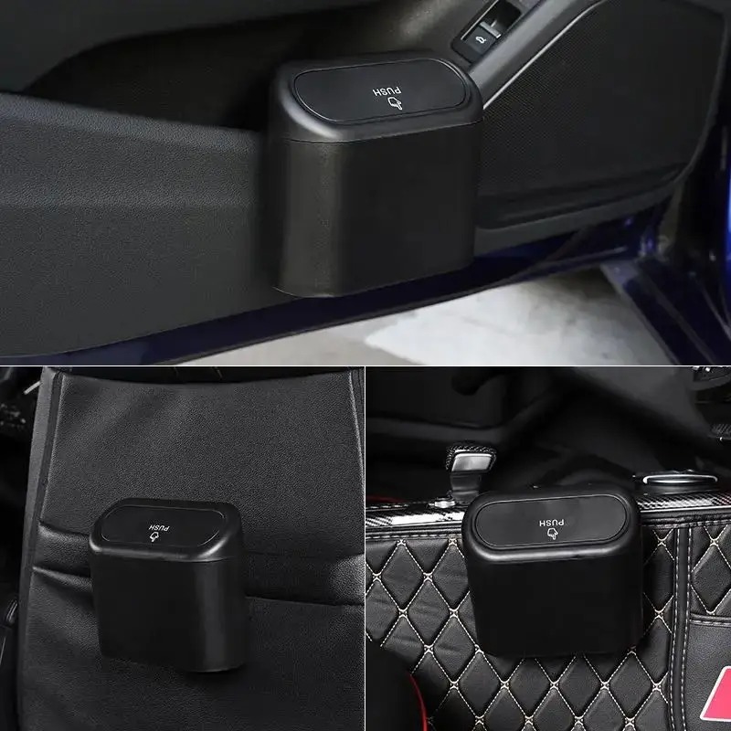 Mini Car Trash Can with Push-O - Waterproof Car Trash Can With Lid 评论和价格