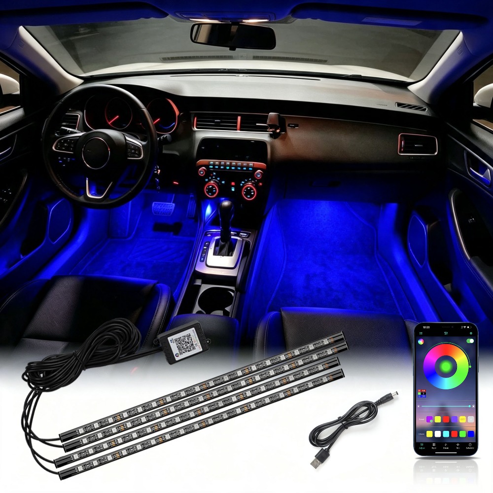 Multi-mode RGB Neon Car Interi - Led Ambient Interior Car Lights App Control 评论和价格