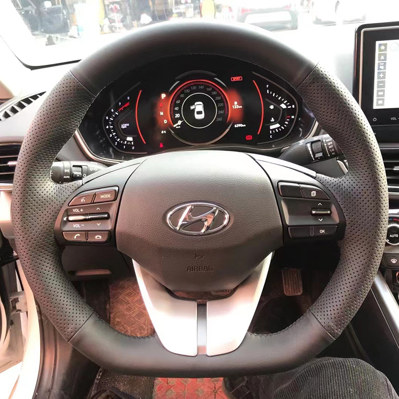 For Hyundai Elantra 4 2016-201 - Car Steering Wheel Cover Anti Slip Breathable 评论和价格