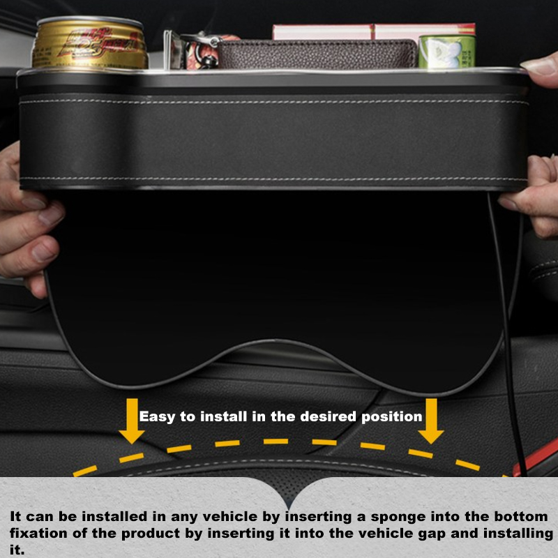 LED Car Seat Crevice Storage B - Seat Gap Filler Organizer With Usb Charger 评论和价格