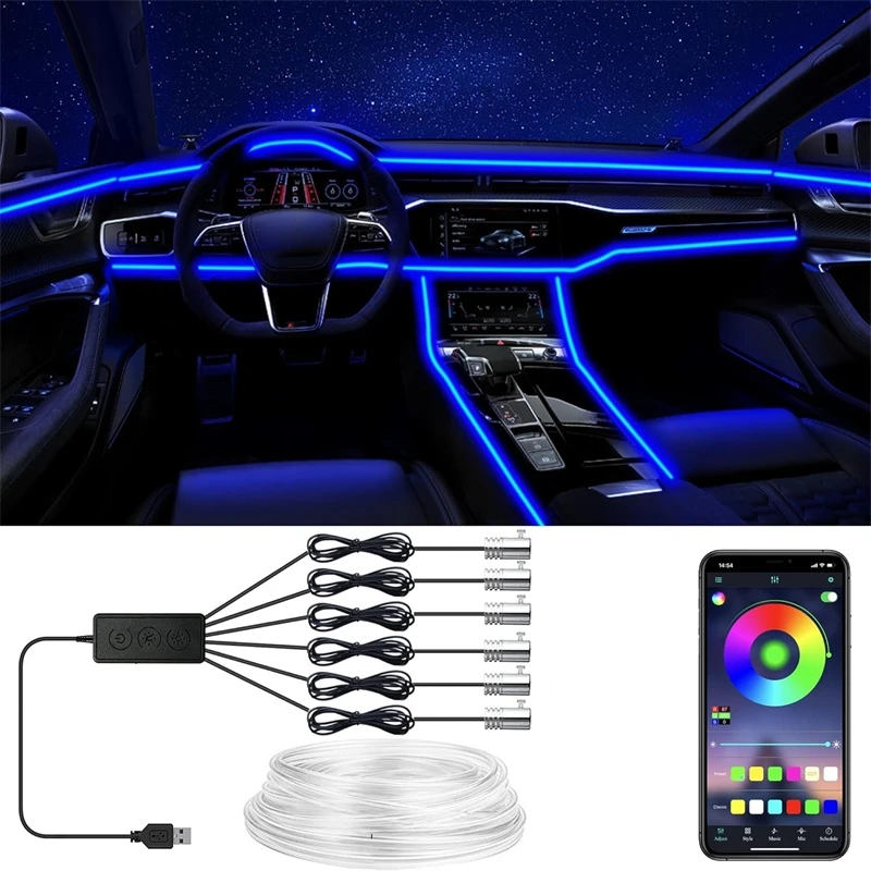 Flexible EL Wire Lights With A - Led Ambient Interior Car Lights App Control 评论和价格