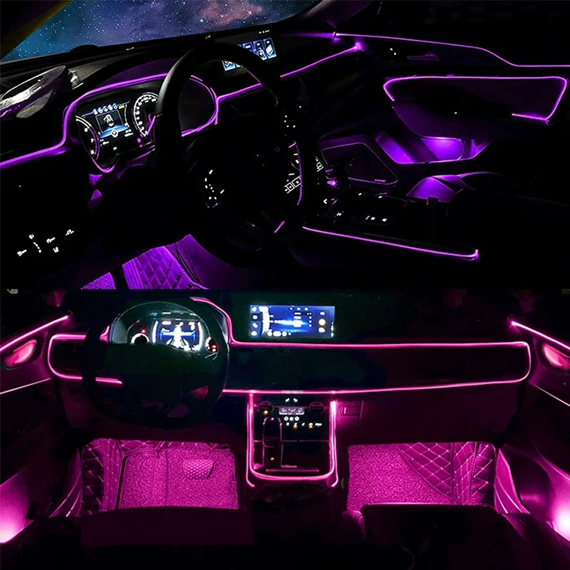 Flexible EL Wire Lights With A - Led Ambient Interior Car Lights App Control 评论和价格