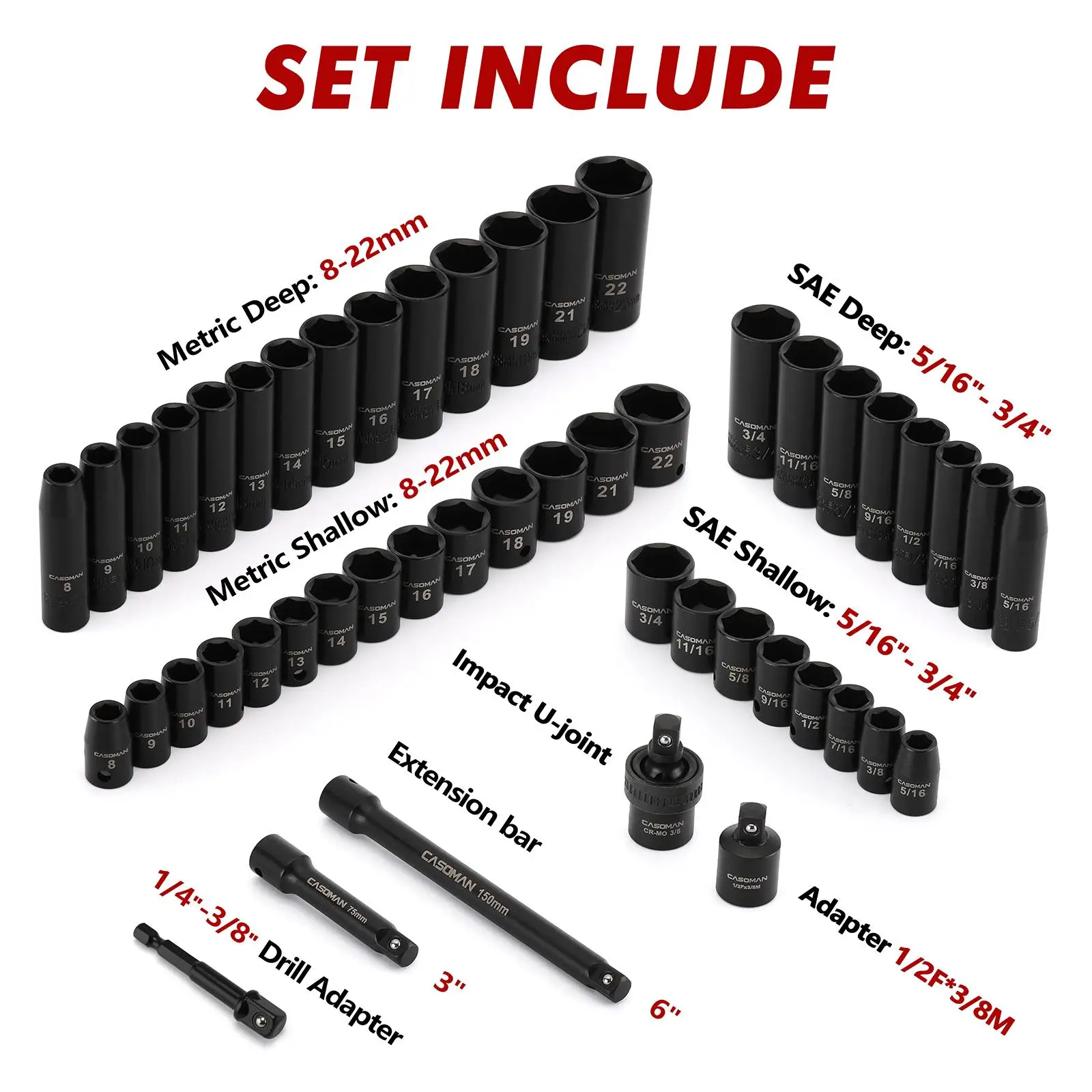 49Pcs 3/8 Inch Drive Impact So - Auto Repair Tools 评论和价格