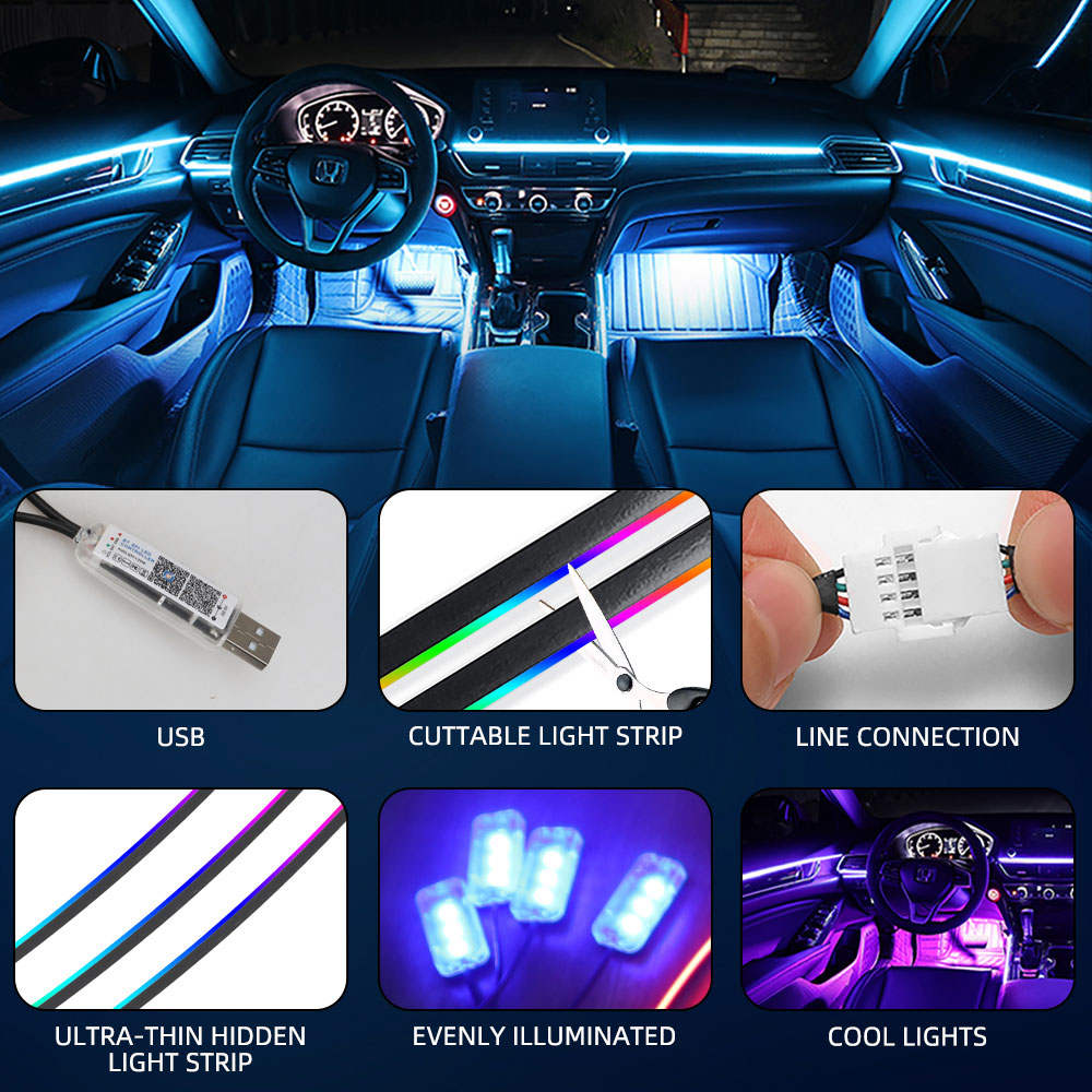 Universal Symphony Car Ambient - Led Ambient Interior Car Lights App Control 评论和价格