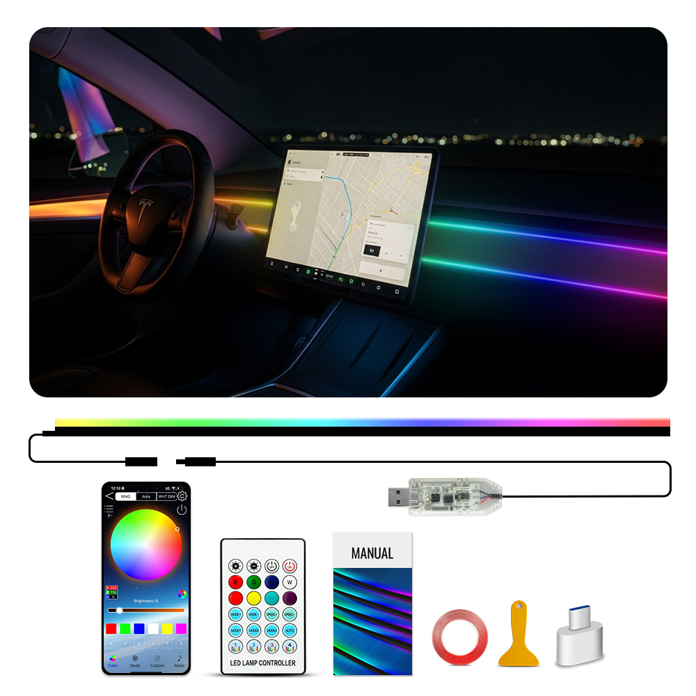 110cm APP Remote Control Led C - Led Ambient Interior Car Lights App Control 评论和价格