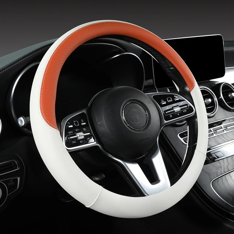 Perforated Nappa Leather Car S - Car Steering Wheel Cover Anti Slip Breathable 评论和价格