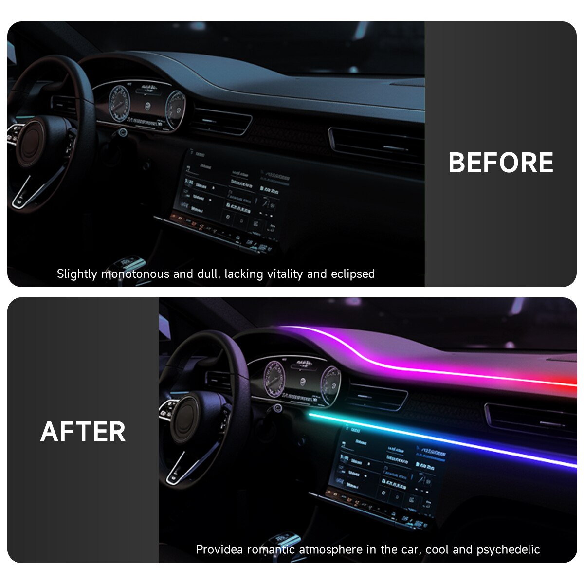 Car USB 64 Colors Acrylic Stri - Led Ambient Interior Car Lights App Control 评论和价格