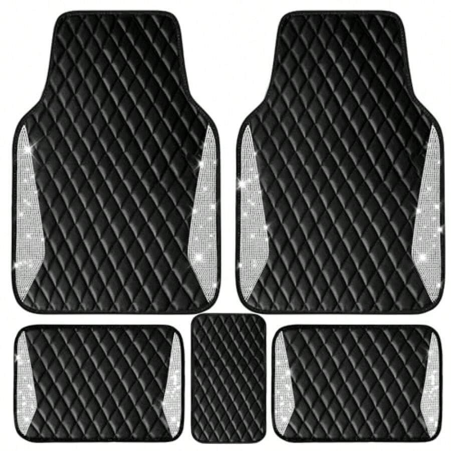 Leather Car Mats Shining Diamo - Car Floor Mats Universal Waterproof Leather 评论和价格