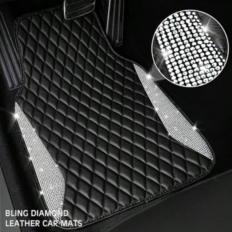 Leather Car Mats Shining Diamo - Car Floor Mats Universal Waterproof Leather 评论和价格