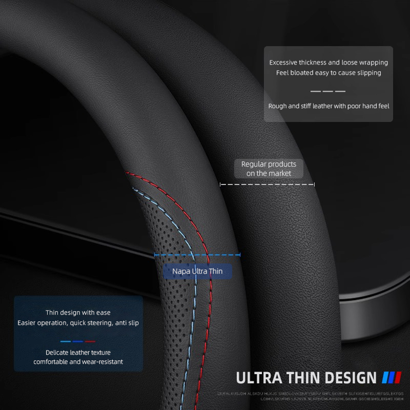 1Pcs Napa Leather Car Steering - Car Steering Wheel Cover Anti Slip Breathable 评论和价格