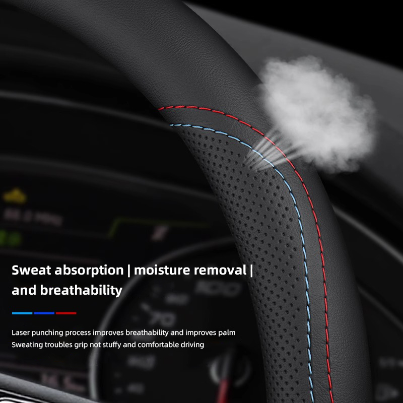 1Pcs Napa Leather Car Steering - Car Steering Wheel Cover Anti Slip Breathable 评论和价格