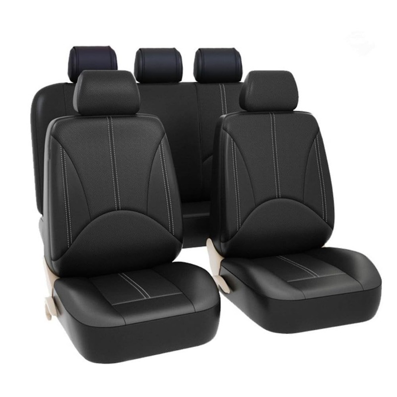 Universal Black PU Leather Car - Leather Car Seat Covers Full Set Universal 评论和价格
