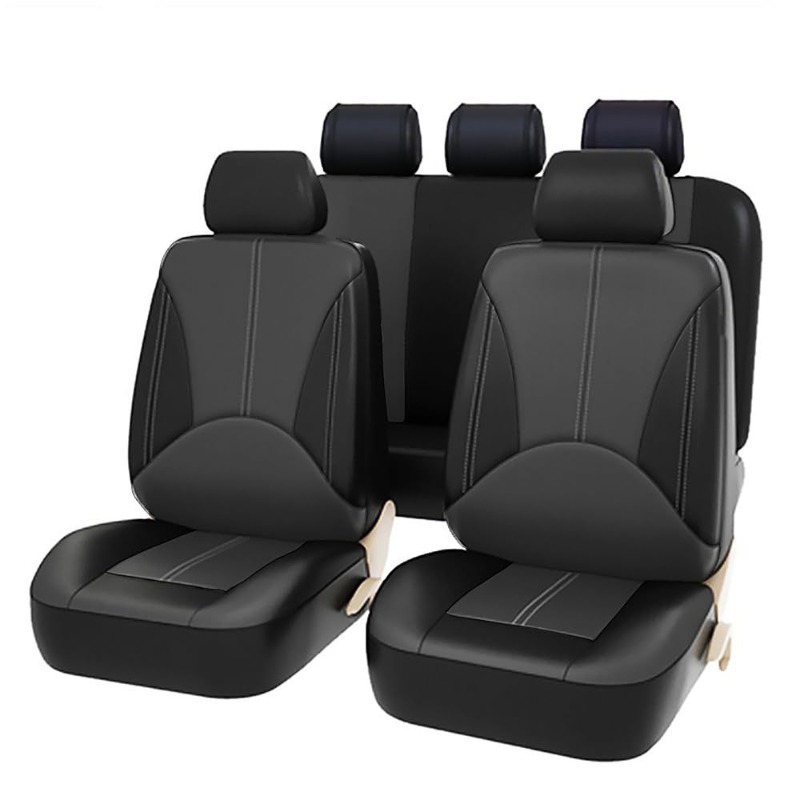 Universal Black PU Leather Car - Leather Car Seat Covers Full Set Universal 评论和价格